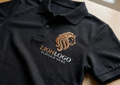 Mockup Logo Singa di Kaos Polo